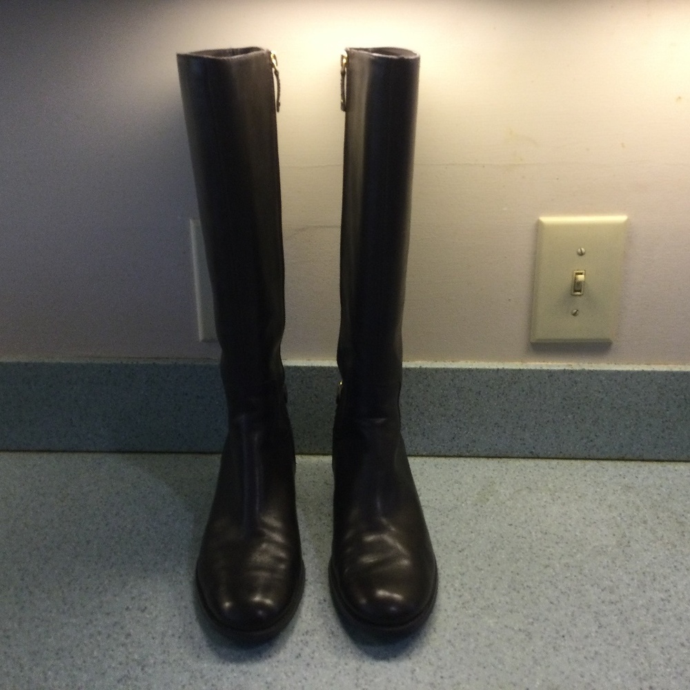 Etienne Aigner E-Canter Brown Leather Riding Boots- Side Zip- Women’s 6.5